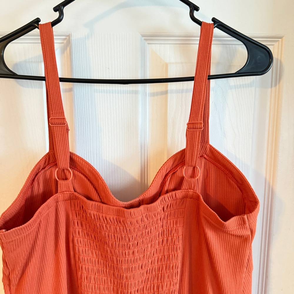 Rust Orange Button-Front Ruffle-Hem Dress – XL (15–17) - Picture 6 of 9